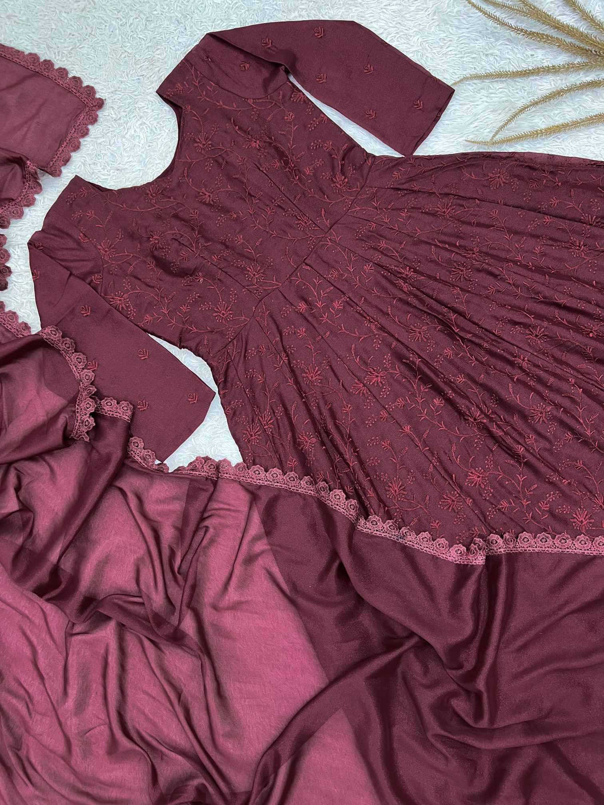 Heavy Silk Embroidery Gown