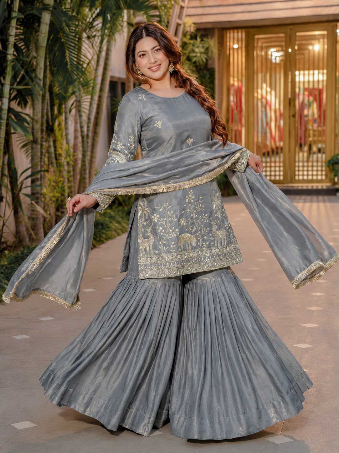 Pure Silk Sharara Salwar Suit