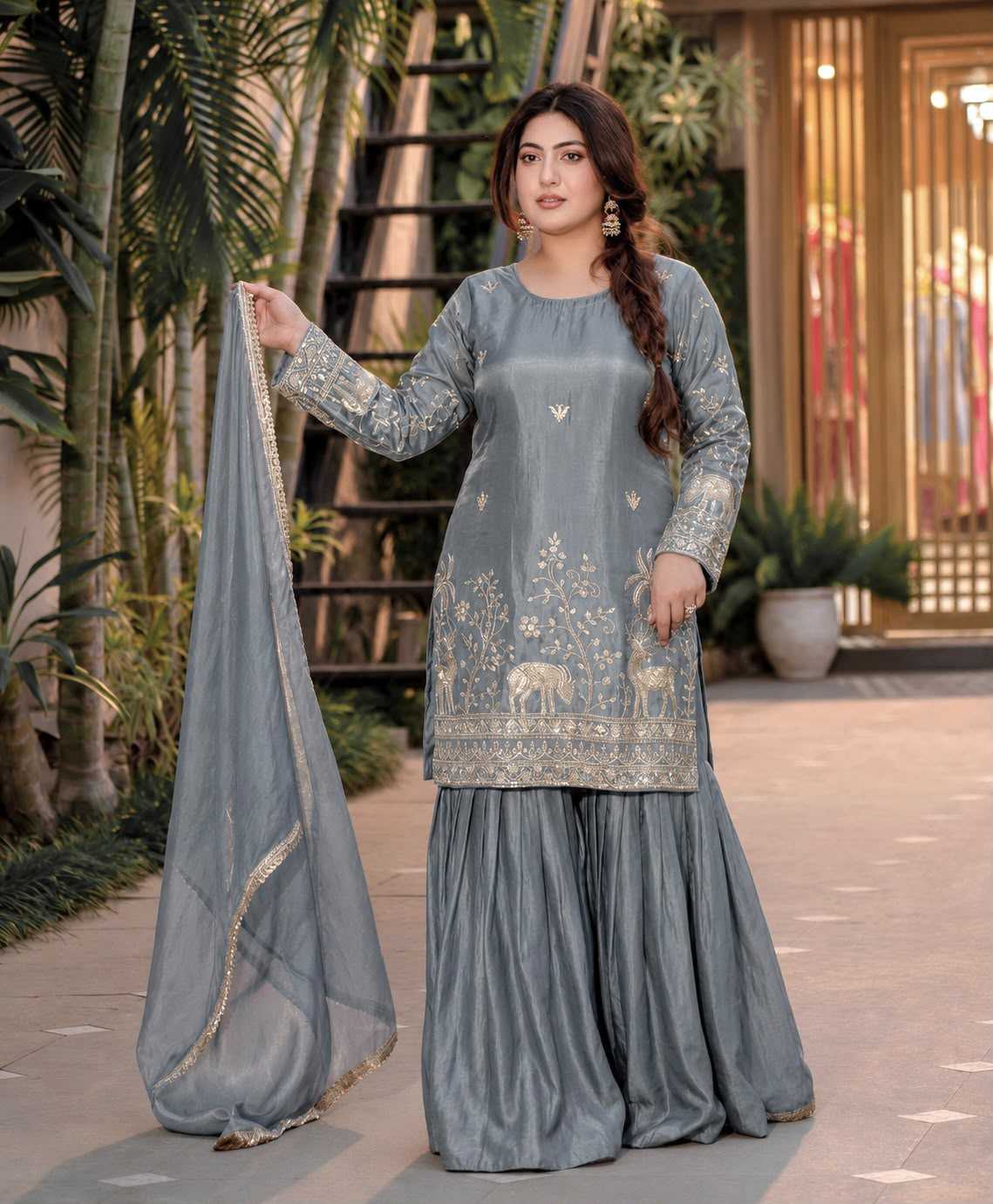 Pure Silk Sharara Salwar Suit