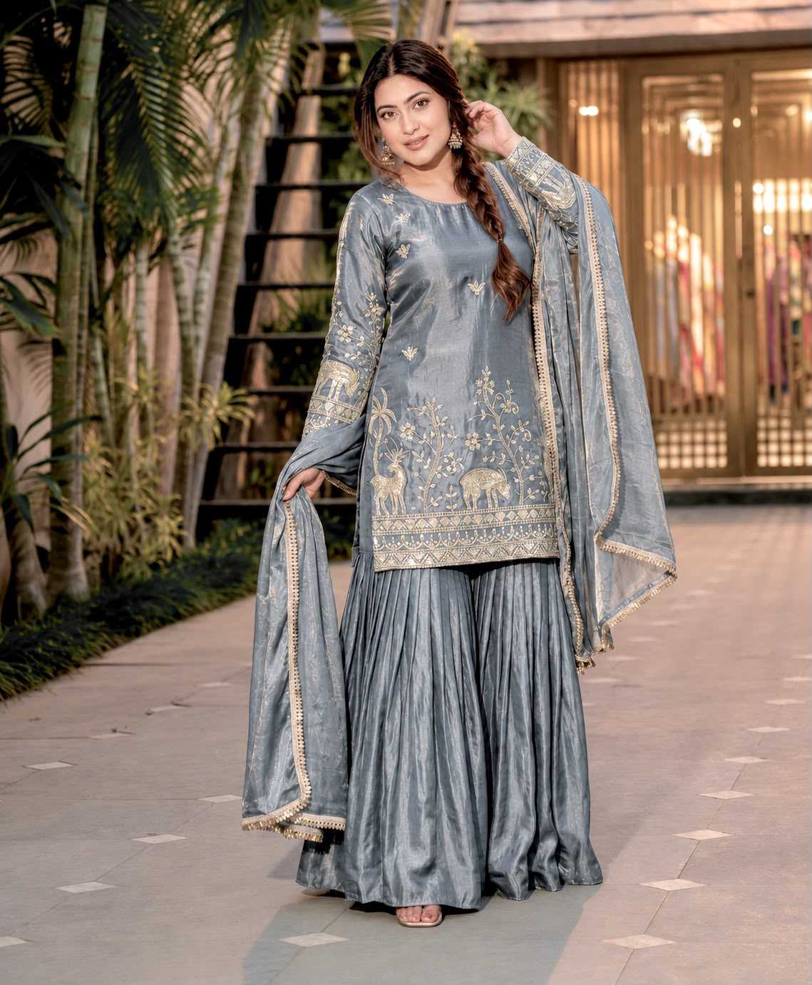 Pure Silk Sharara Salwar Suit