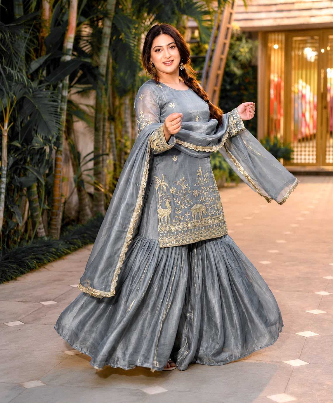 Pure Silk Sharara Salwar Suit
