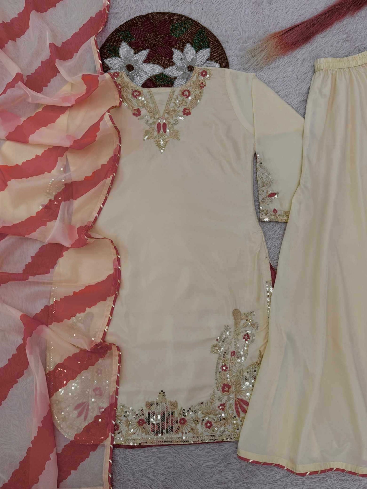 Crepe Silk Embroidery Suit