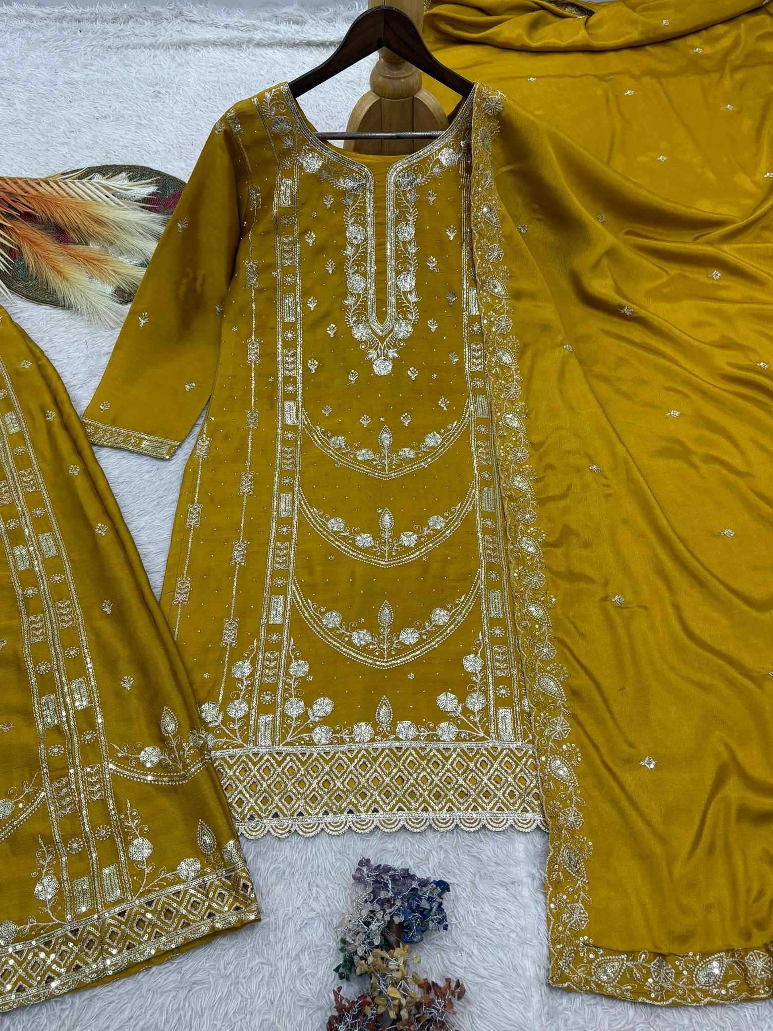 Chinon Silk Embroidery Suit