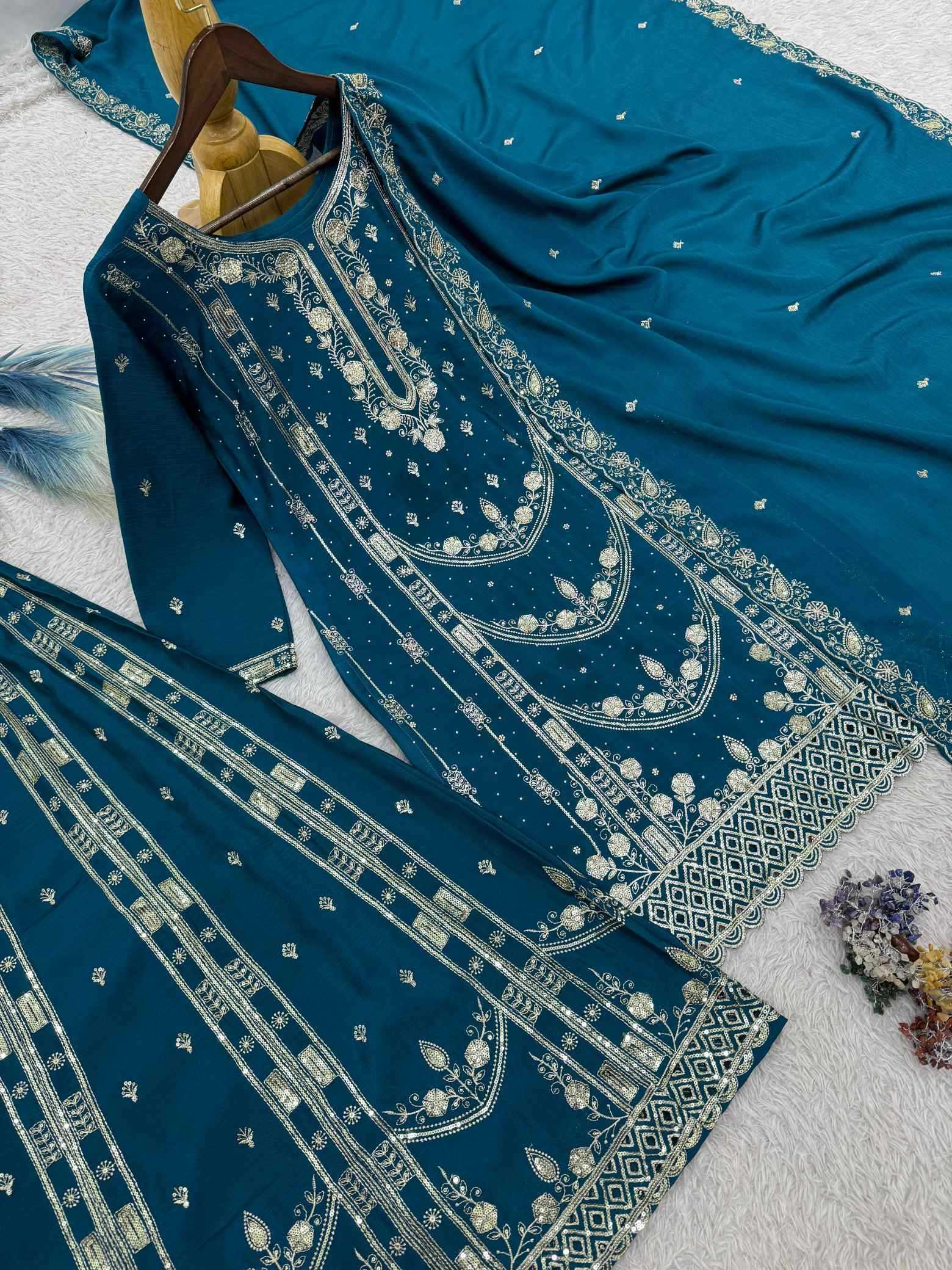 Chinon Silk Embroidery Suit