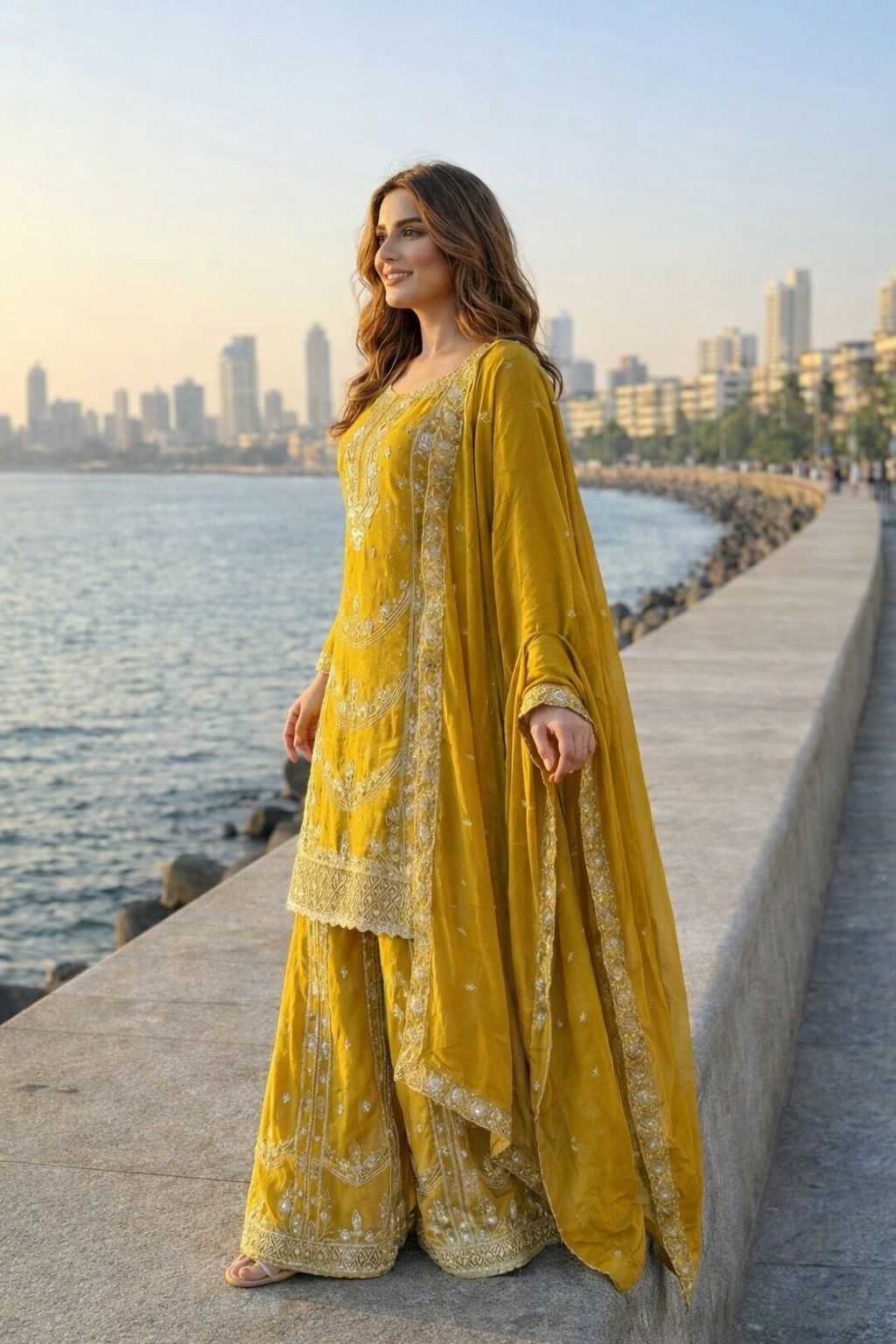 Chinon Silk Embroidery Suit