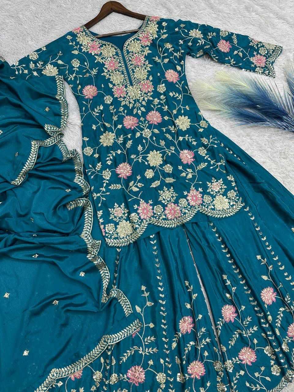 Chinon Silk Embroidery Suit