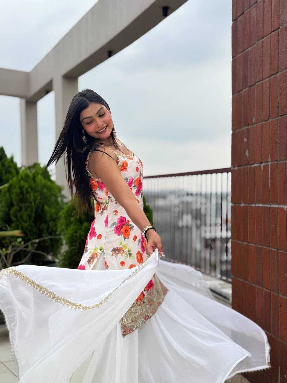 Chinon Silk Embroidered Kurti