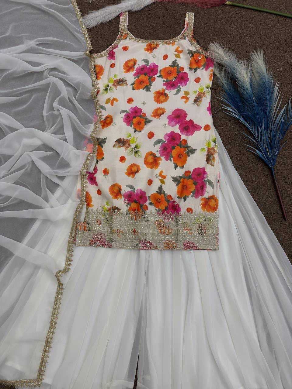 Chinon Silk Embroidered Kurti