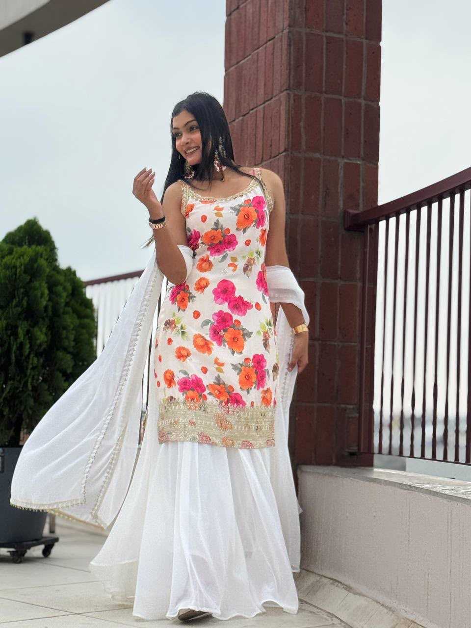 Chinon Silk Embroidered Kurti