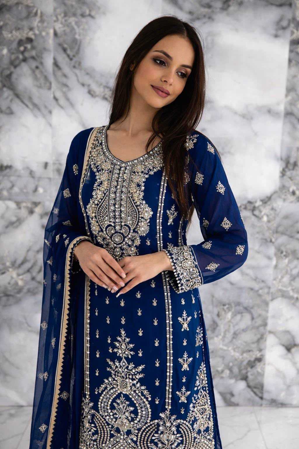 Chinon Silk Sharara Salwar Suit