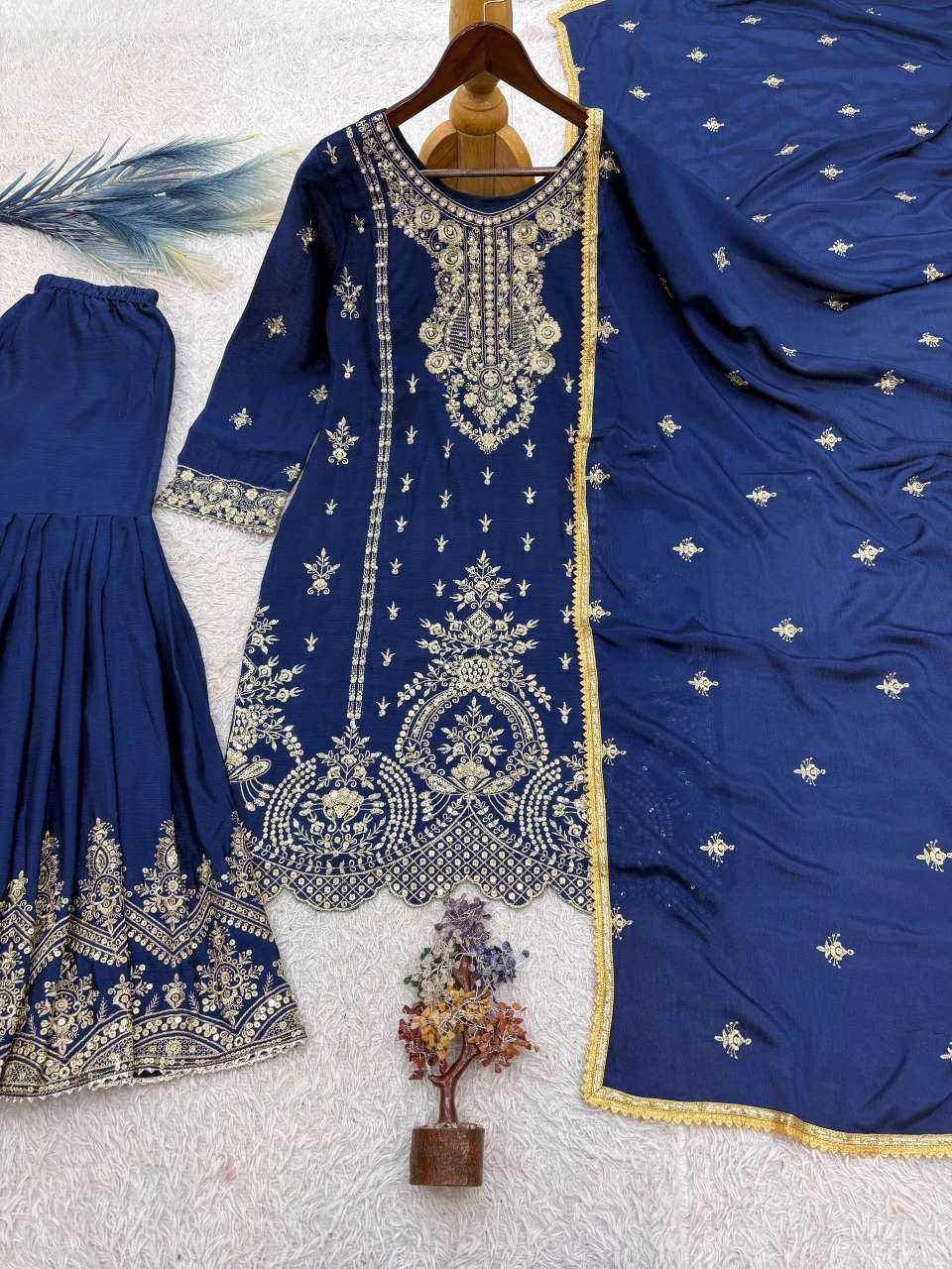 Chinon Silk Sharara Salwar Suit