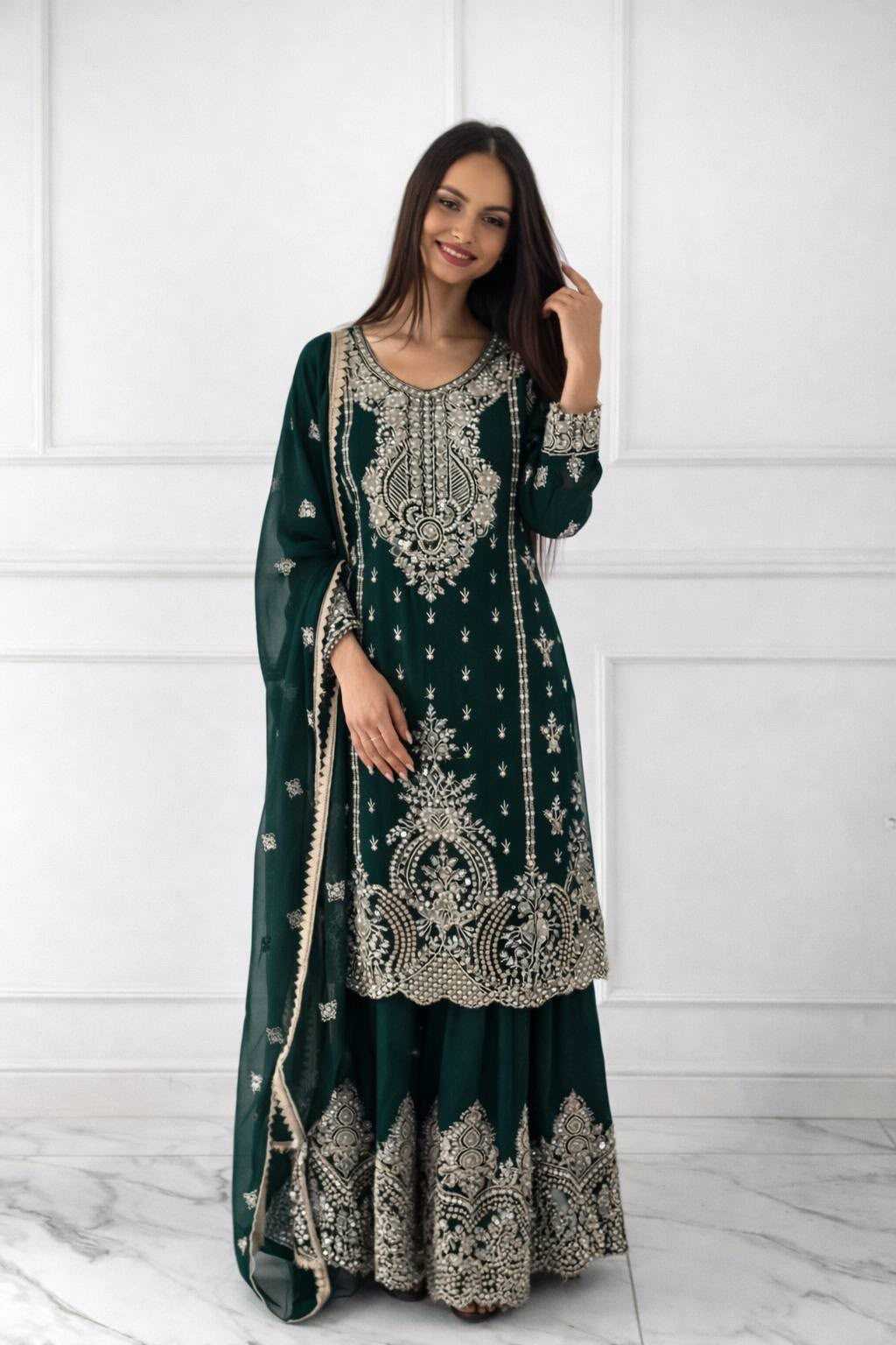 Chinon Silk Sharara Salwar Suit