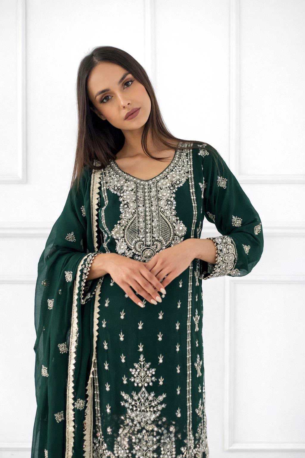 Chinon Silk Sharara Salwar Suit