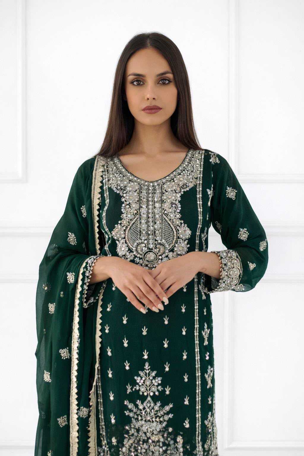 Chinon Silk Sharara Salwar Suit