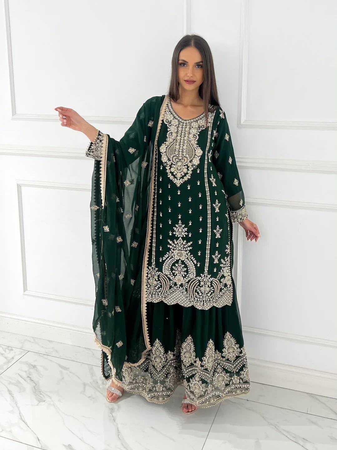 Chinon Silk Sharara Salwar Suit