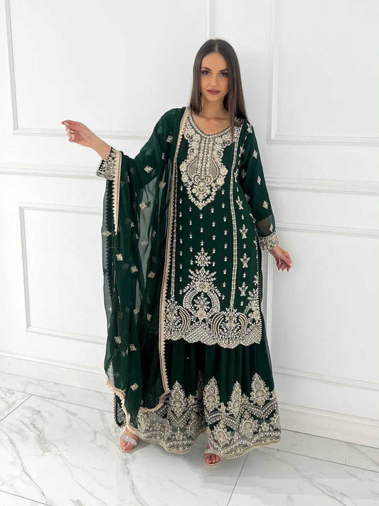 Chinon Silk Sharara Salwar Suit