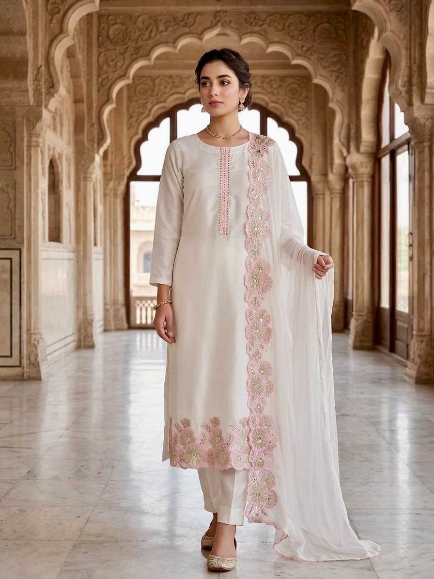 Heavy Roman Silk Embroidery Suit