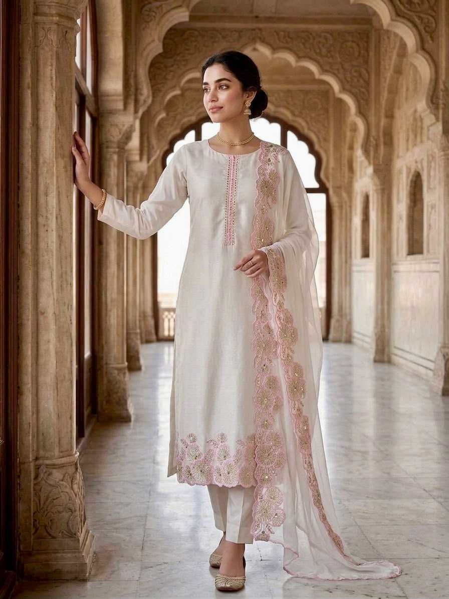 Heavy Roman Silk Embroidery Suit