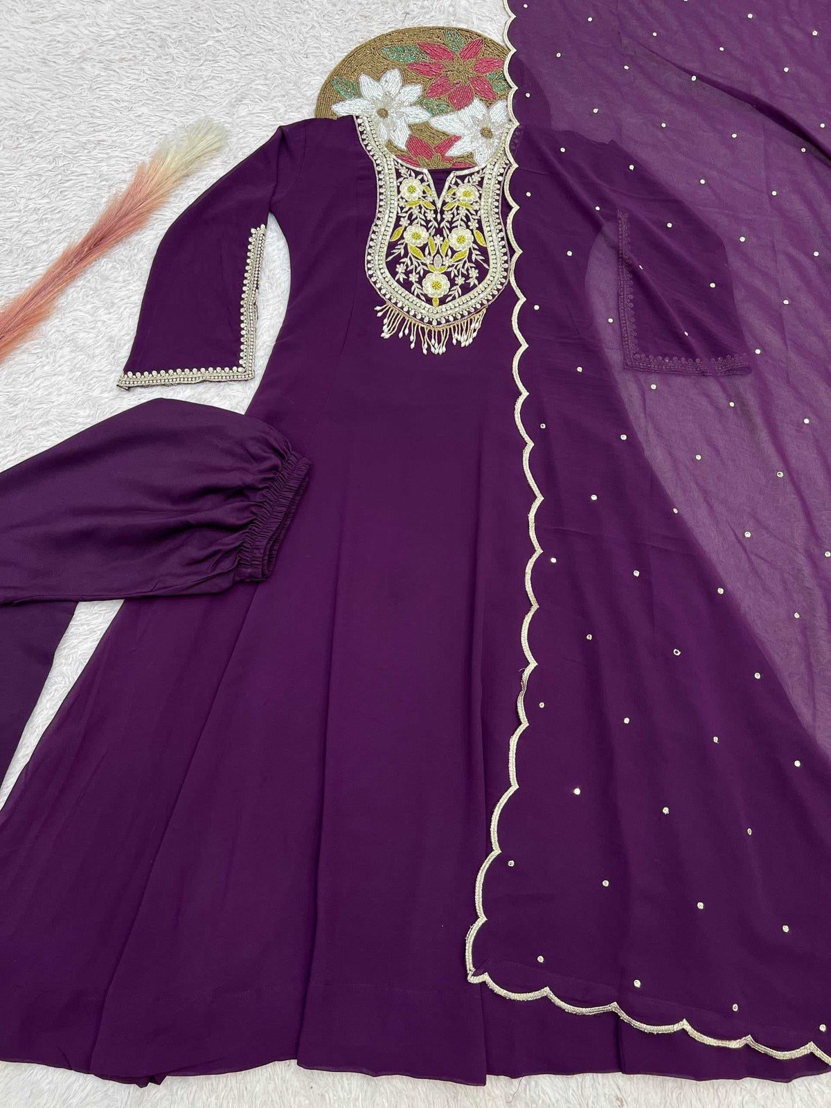Faux Georgette Embroidery Gown