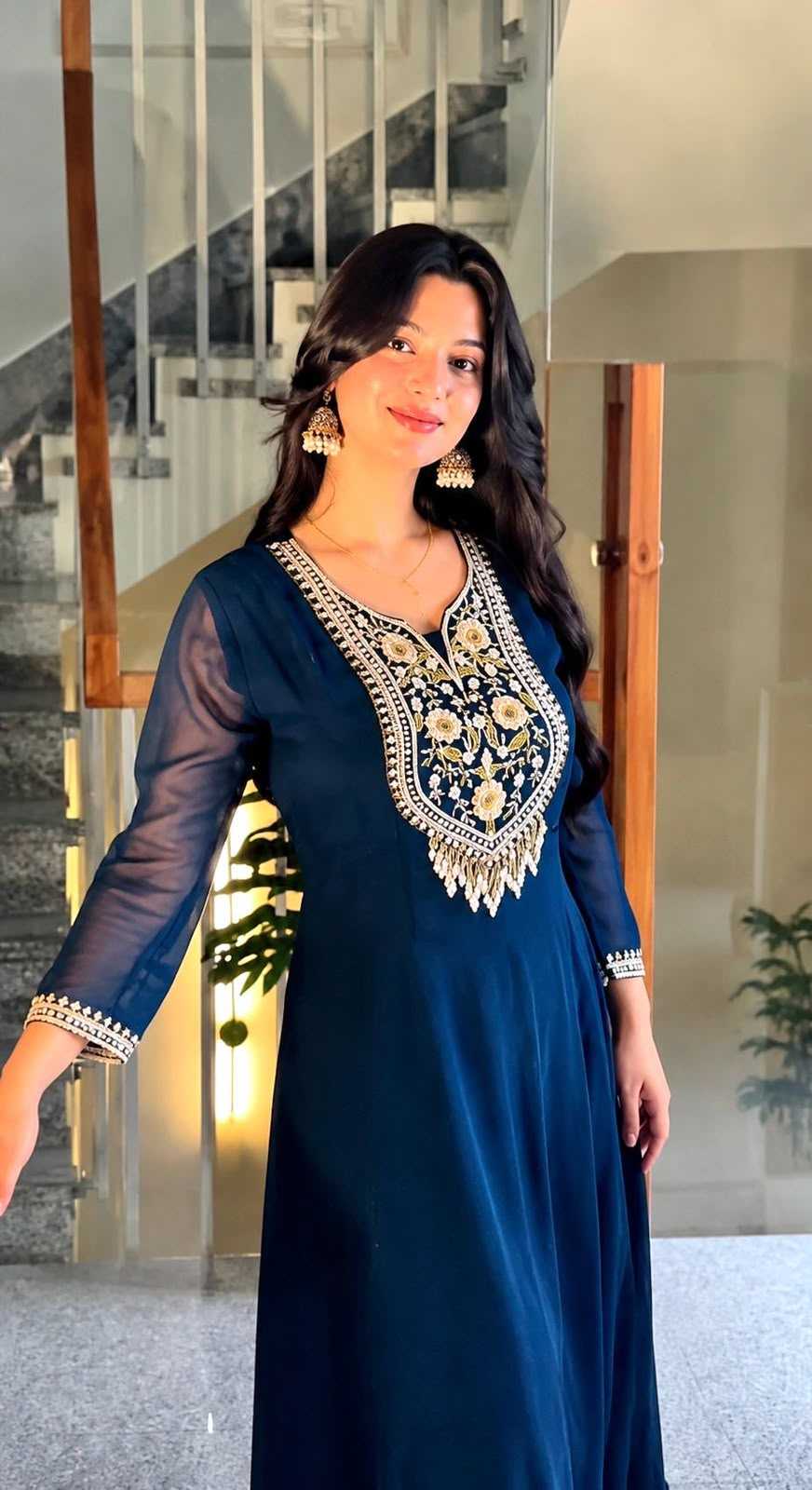 Faux Georgette Embroidery Gown