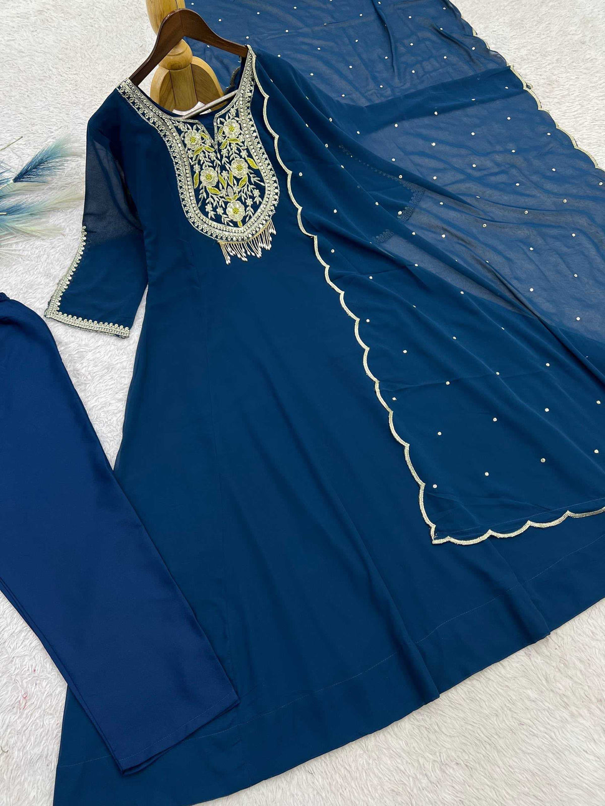 Faux Georgette Embroidery Gown