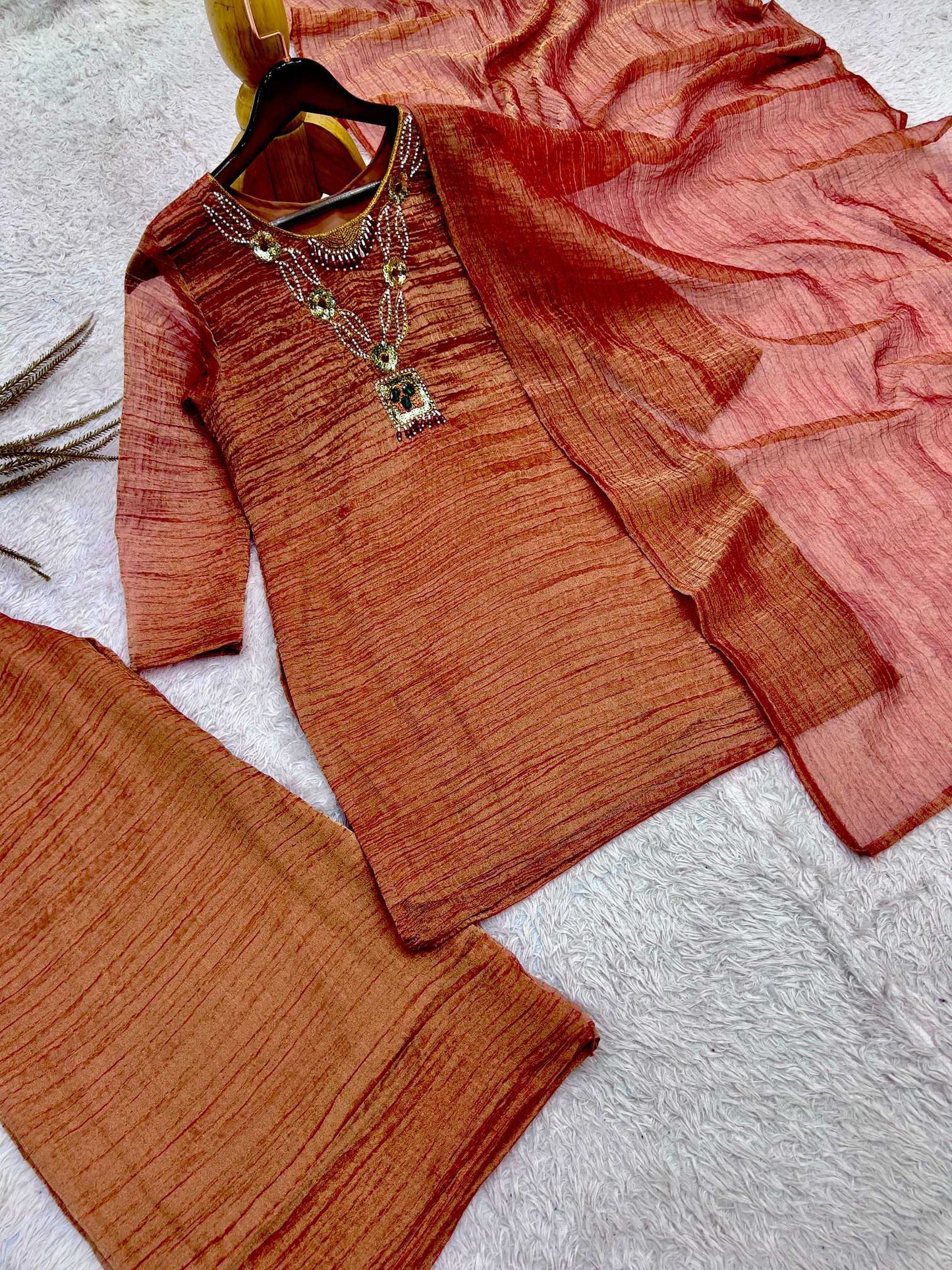 Crush Silk Palazzo Suit