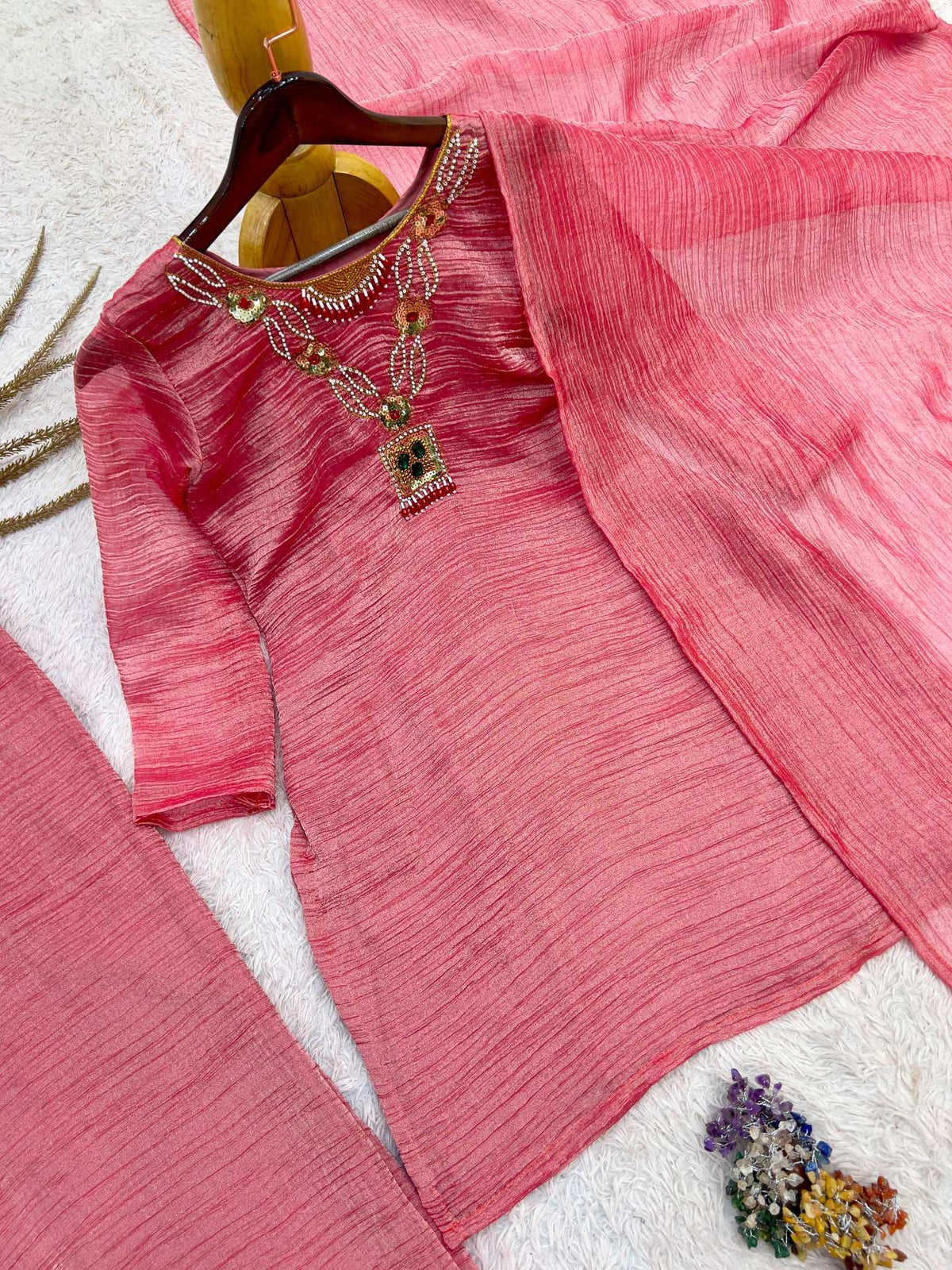 Crush Silk Palazzo Suit