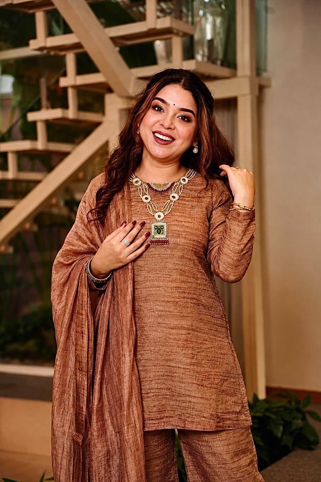 Crush Silk Palazzo Suit