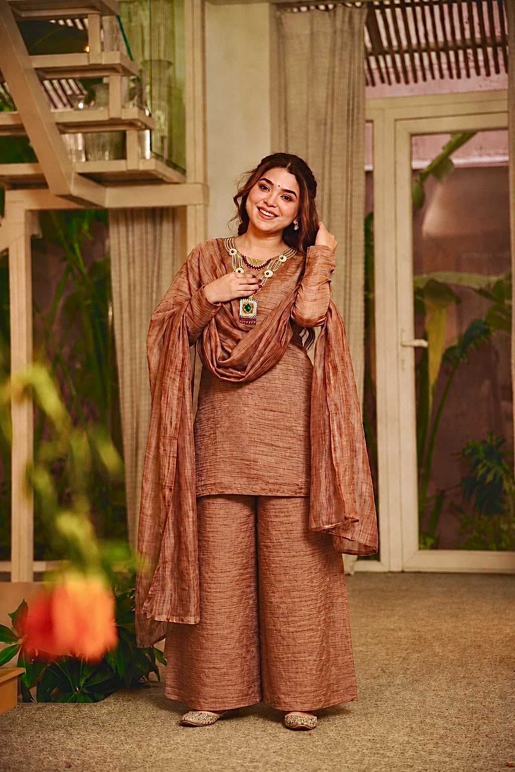 Crush Silk Palazzo Suit