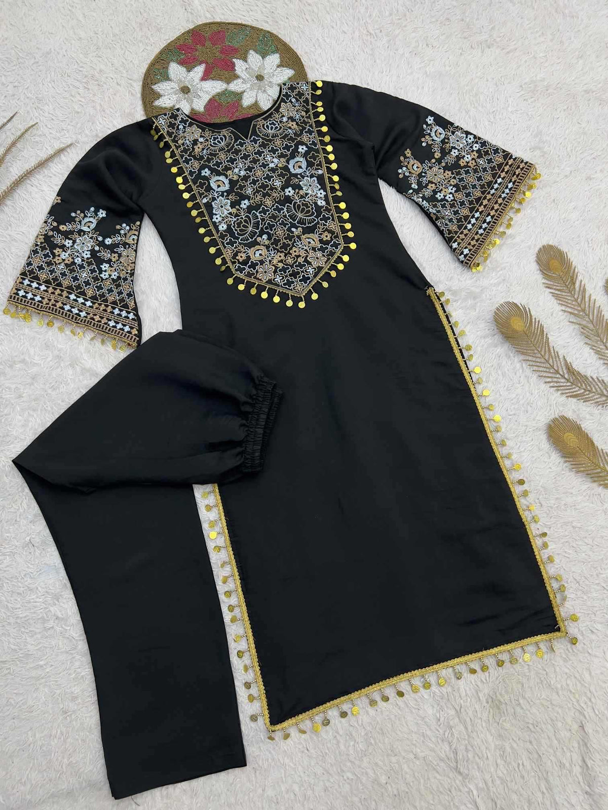 Heavy Roman Silk Designer Kurti