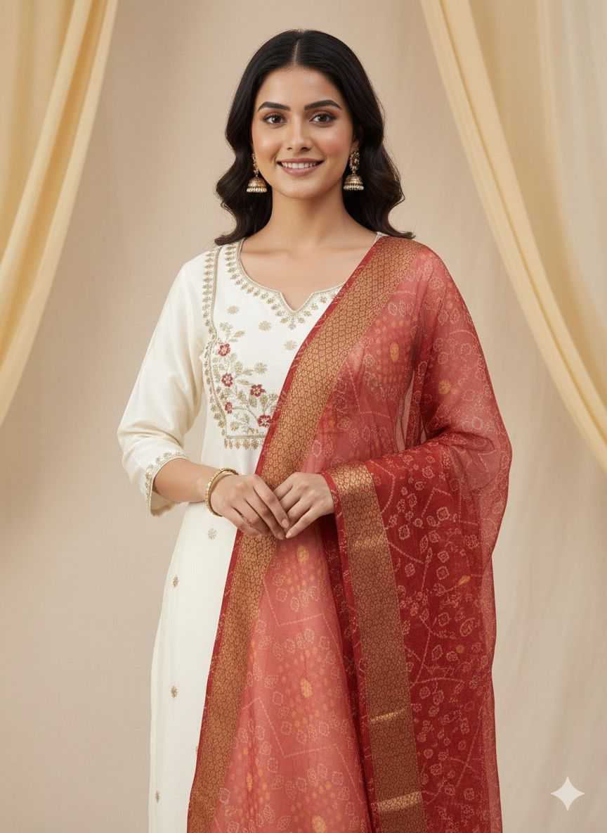 Heavy Roman Silk Embroidered Kurti