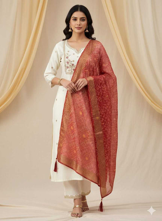 Heavy Roman Silk Embroidered Kurti