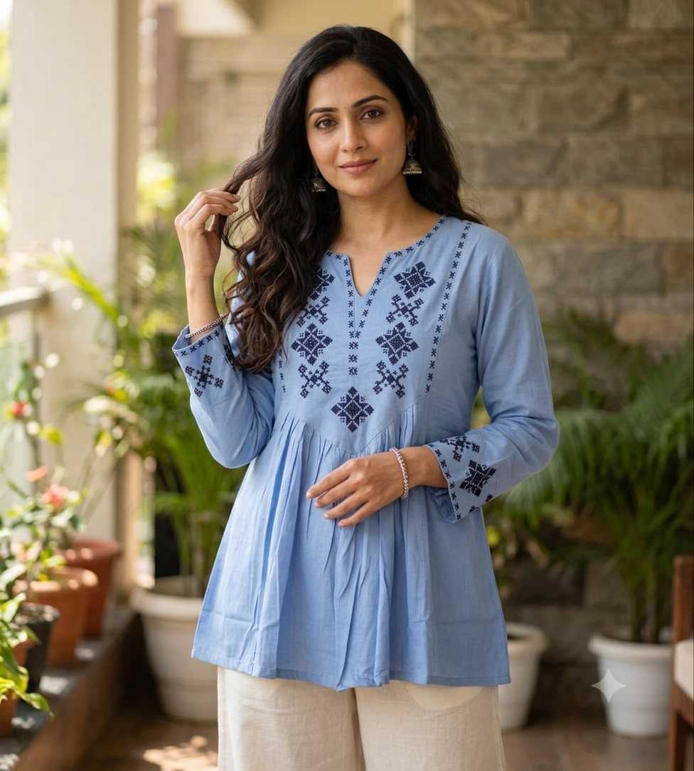 Pure Rayon Designer Kurti in Coffee Brown