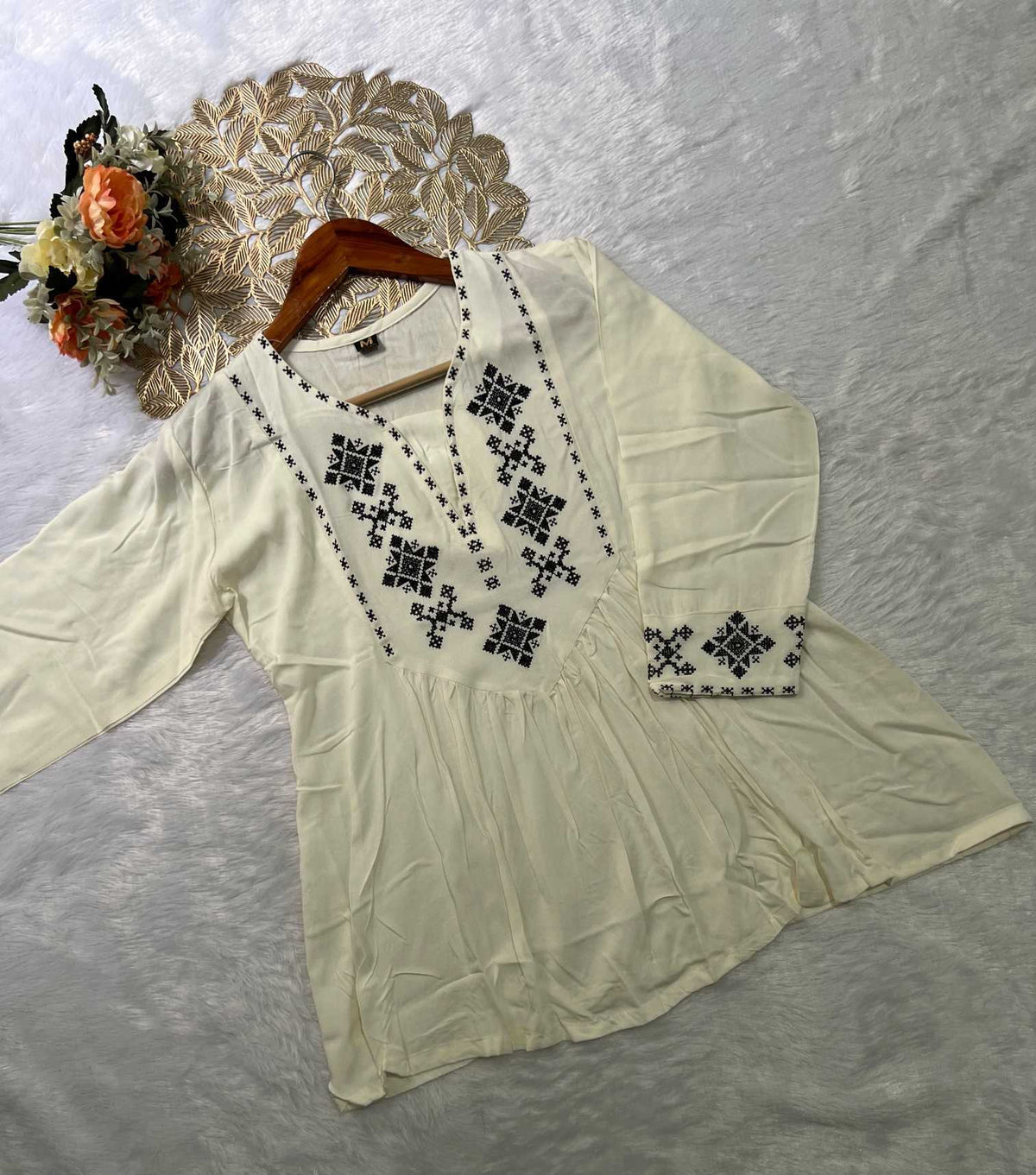 Pure Rayon Designer Kurti in Coffee Brown