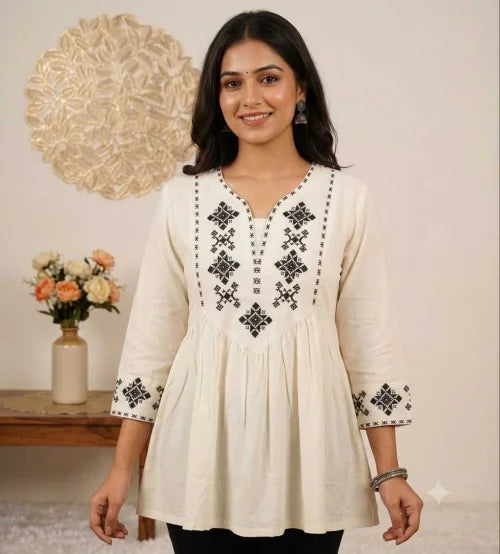 Pure Rayon Designer Kurti in Coffee Brown