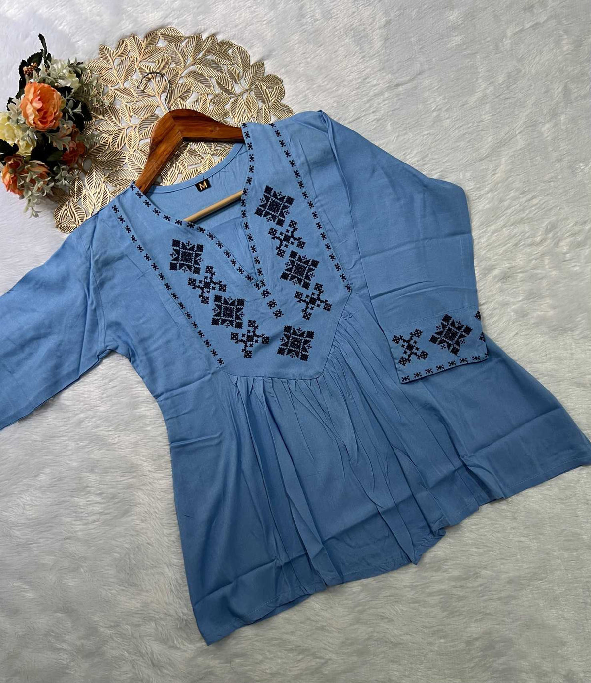 Pure Rayon Designer Kurti in Coffee Brown