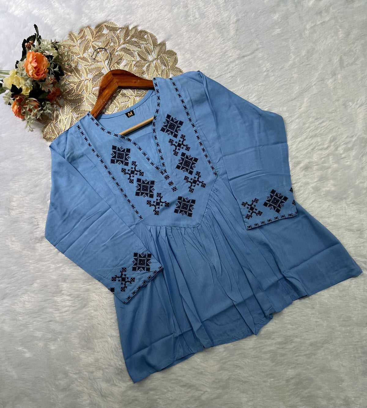 Pure Rayon Designer Kurti in Coffee Brown