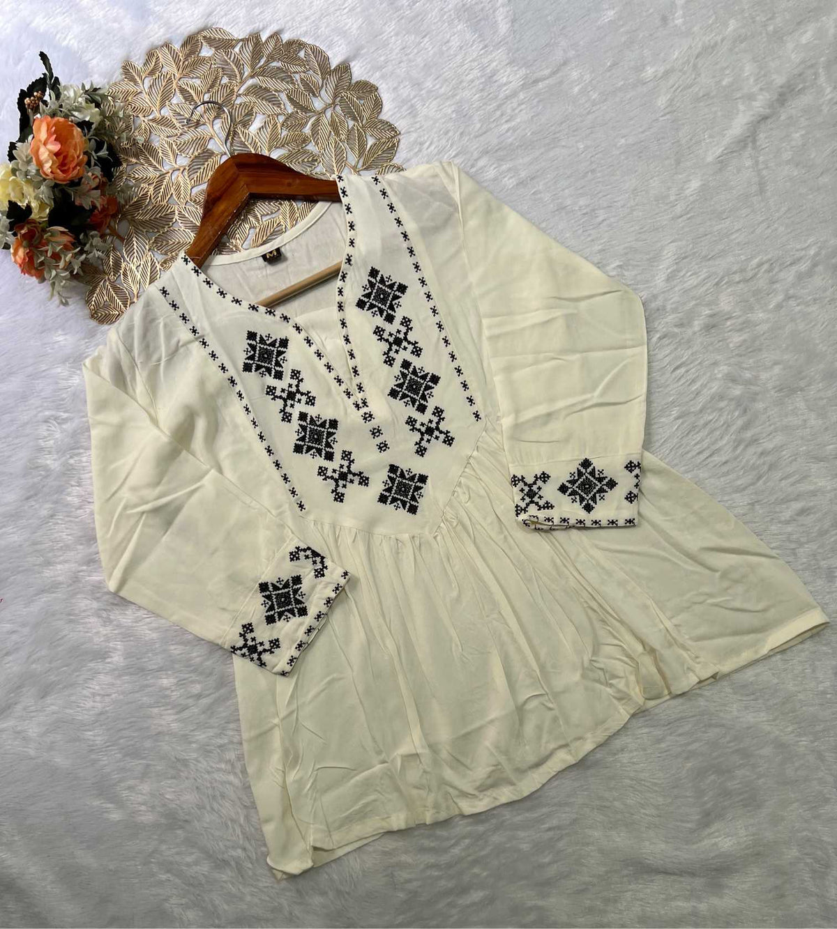 Pure Rayon Designer Kurti in Coffee Brown