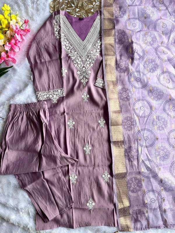 Heavy Roman Silk Embroidered Kurti