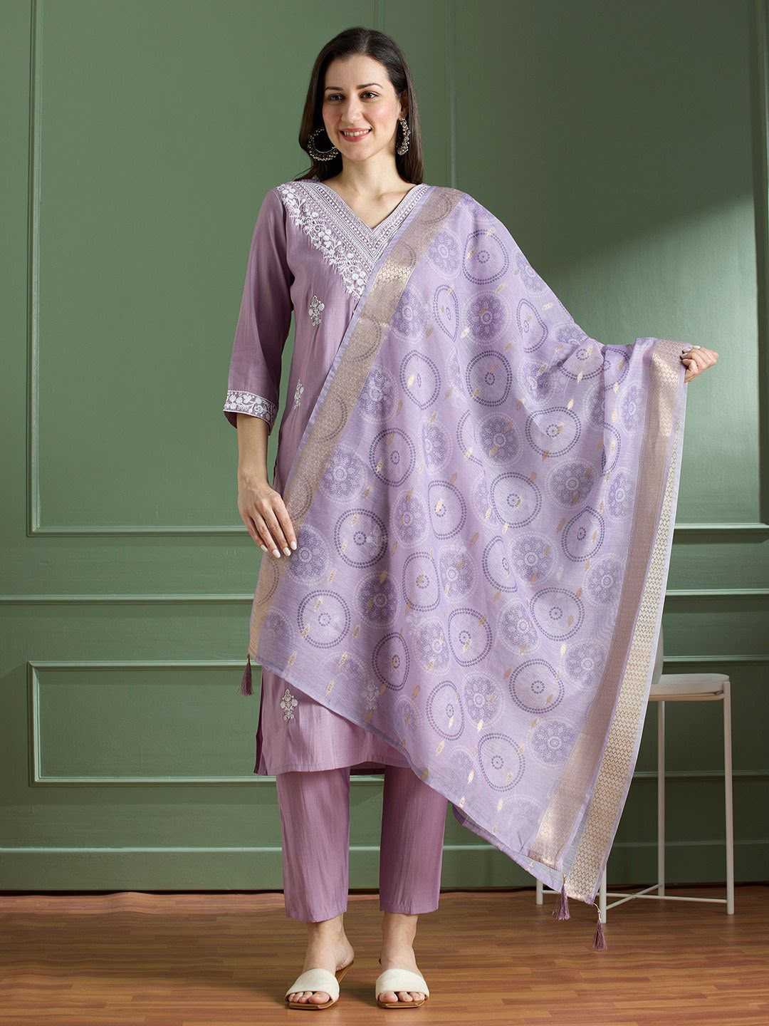 Heavy Roman Silk Embroidered Kurti