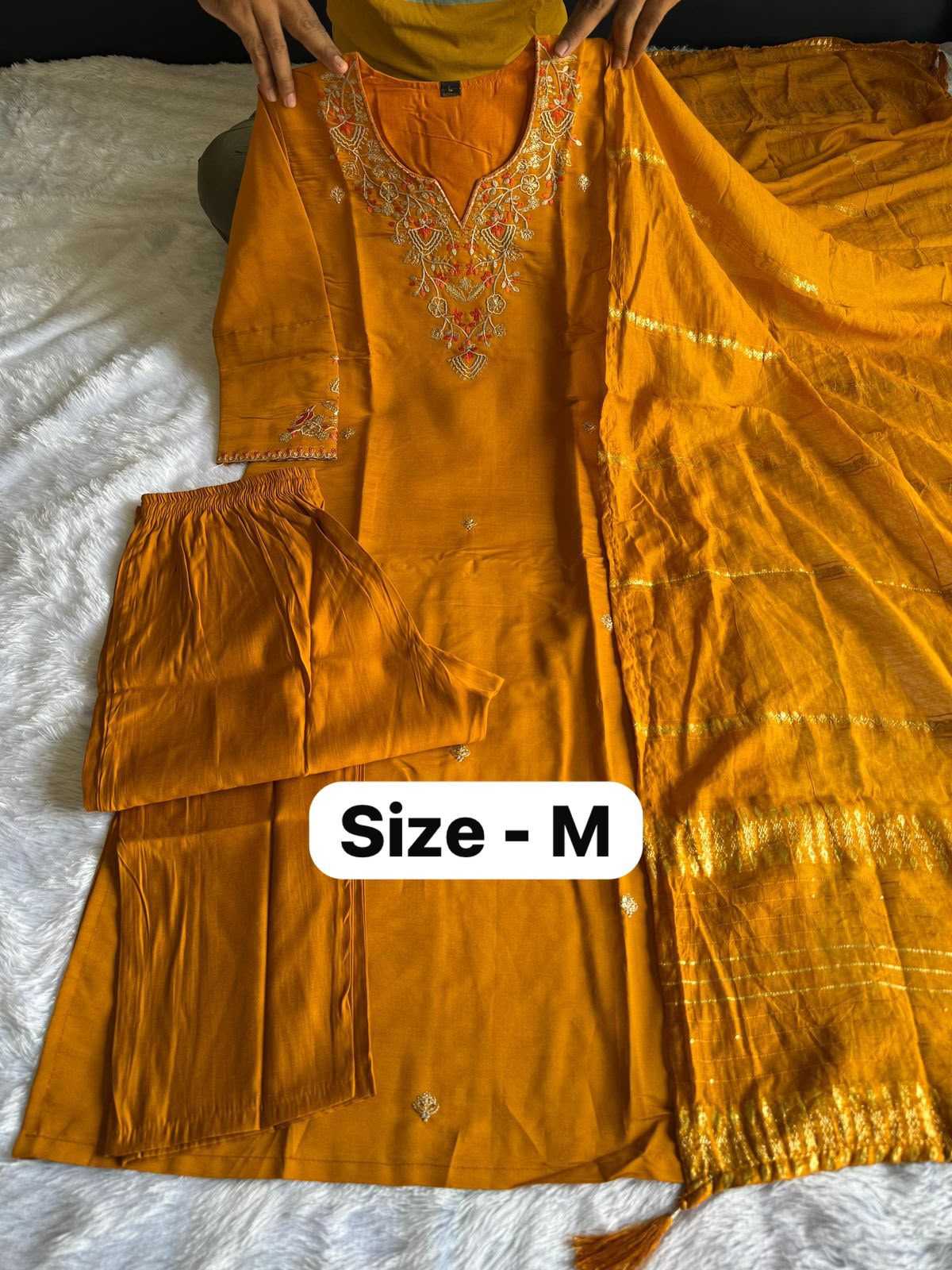 Heavy Roman Silk Embroidered Kurti