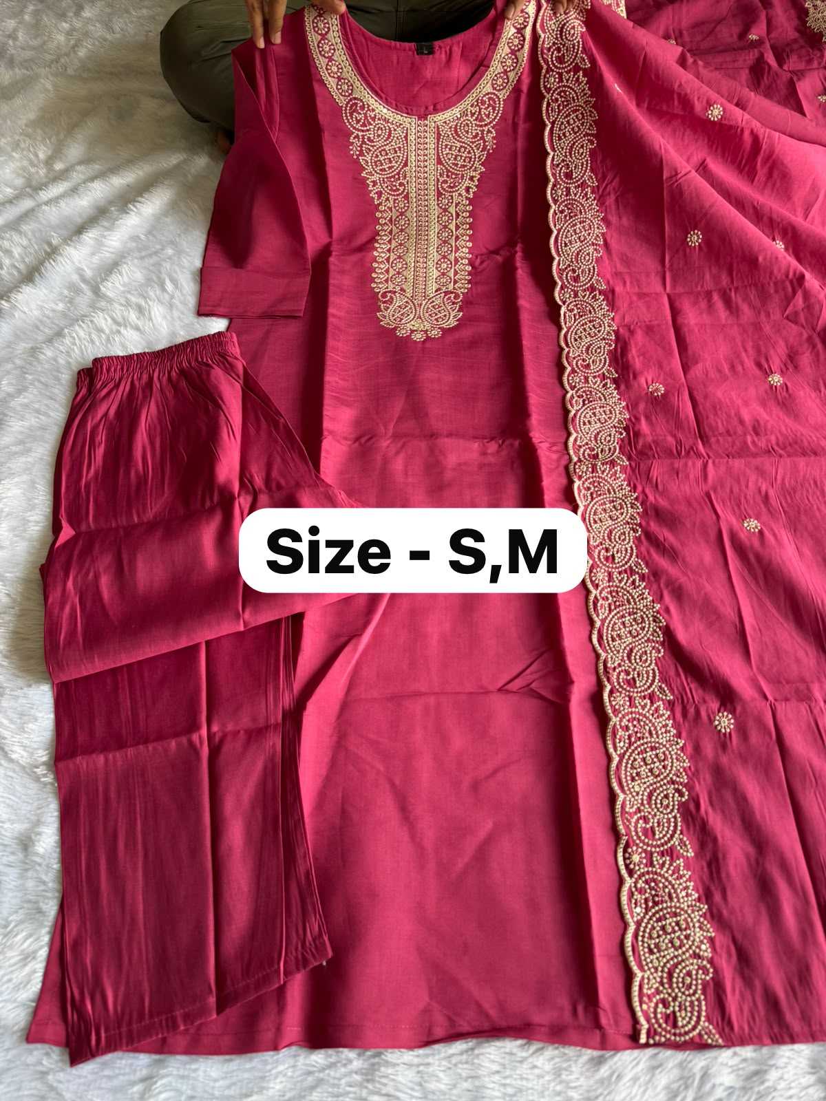 Heavy Roman Silk Embroidered Kurti
