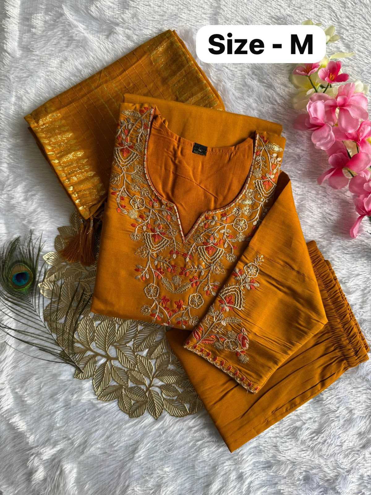 Heavy Roman Silk Embroidered Kurti