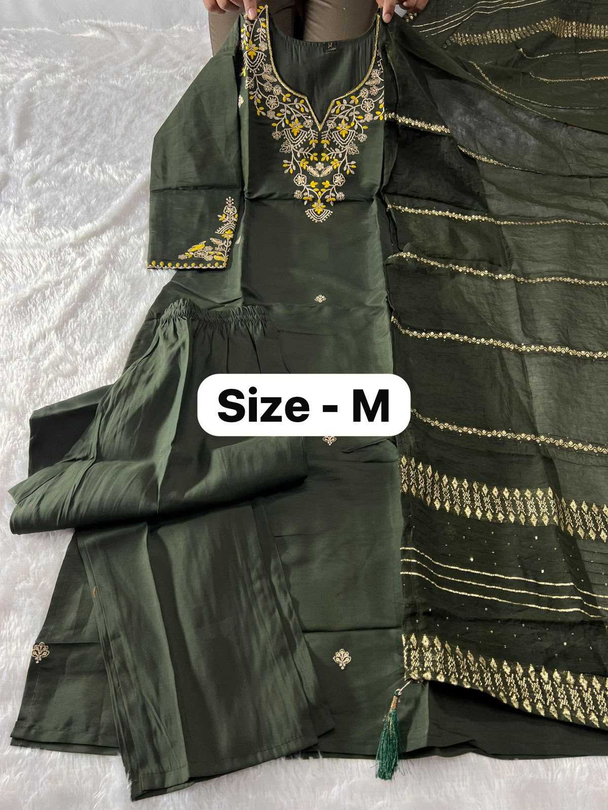 Heavy Roman Silk Embroidered Kurti