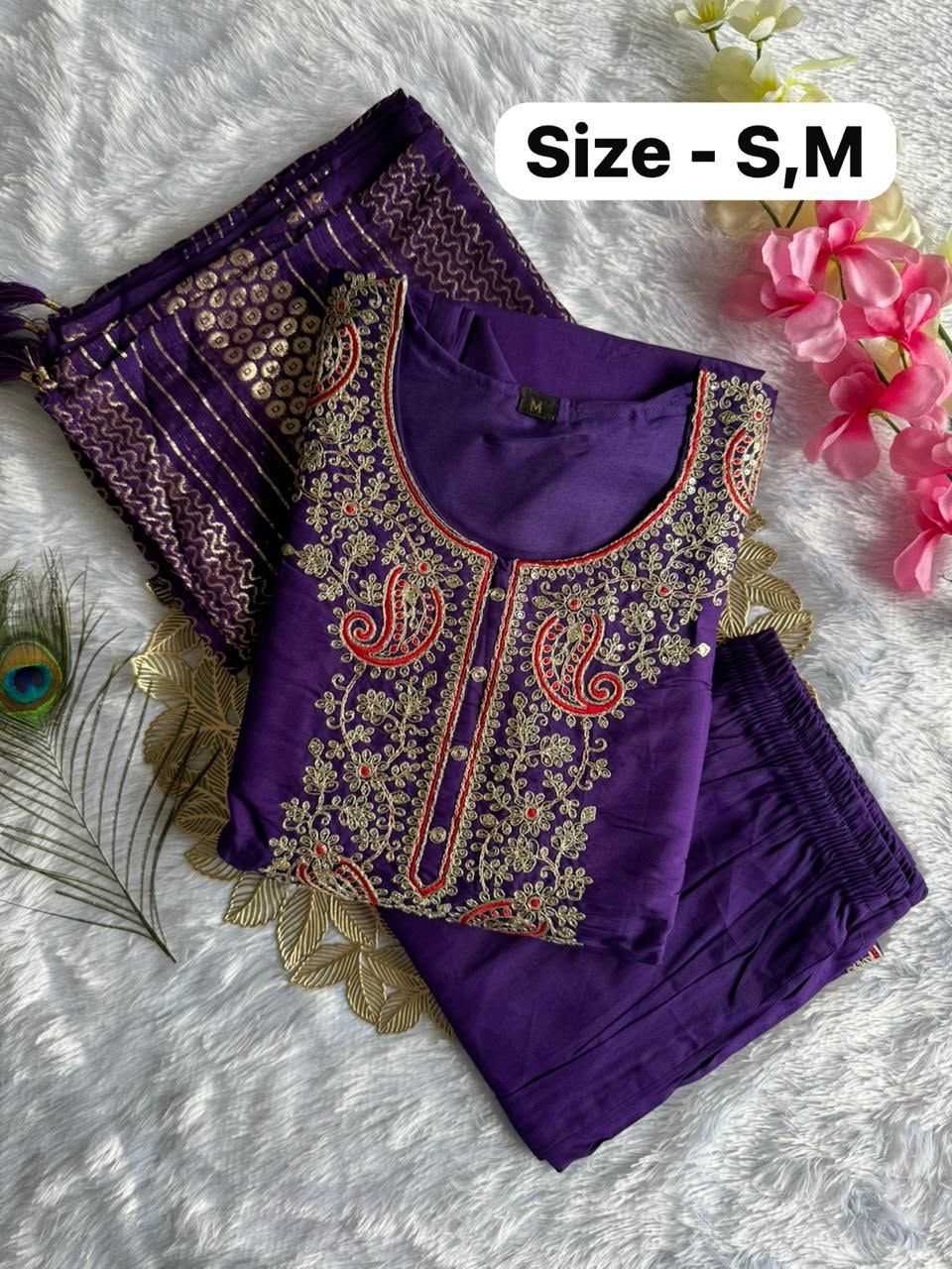 Heavy Roman Silk Embroidered Kurti