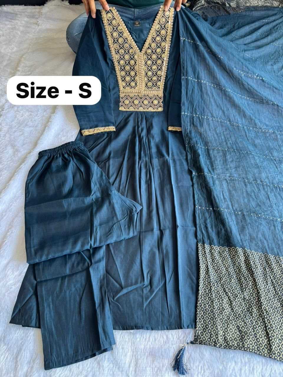 Heavy Roman Silk Embroidered Kurti