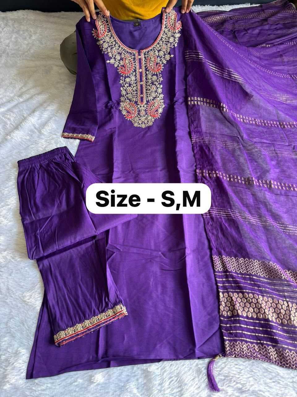 Heavy Roman Silk Embroidered Kurti