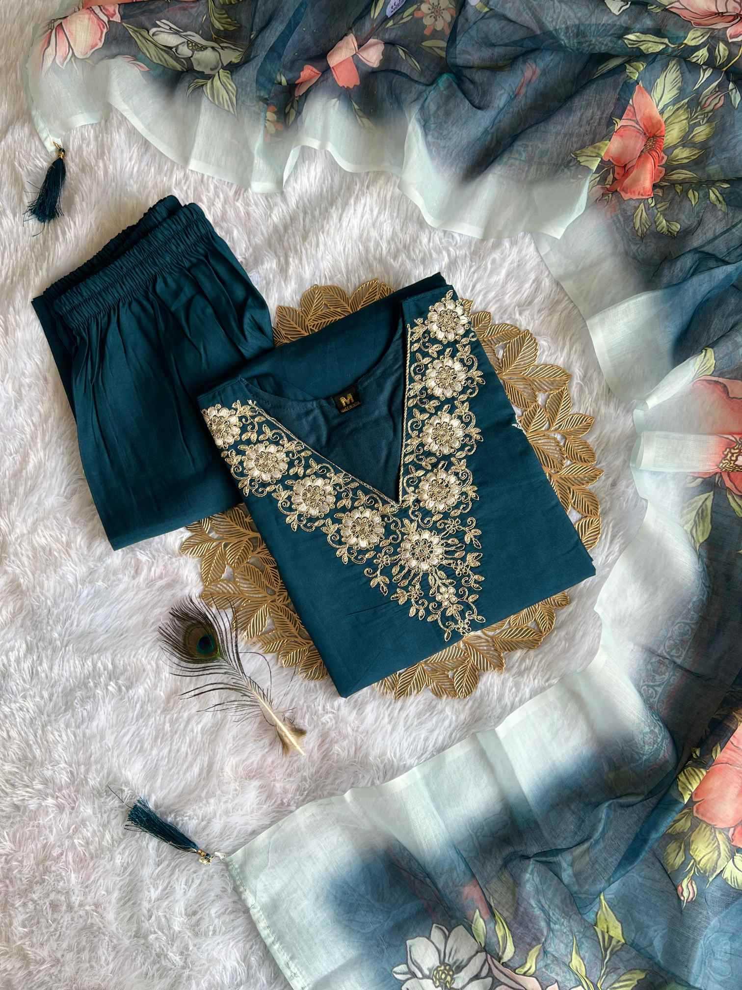 Heavy Roman Silk Designer Kurti