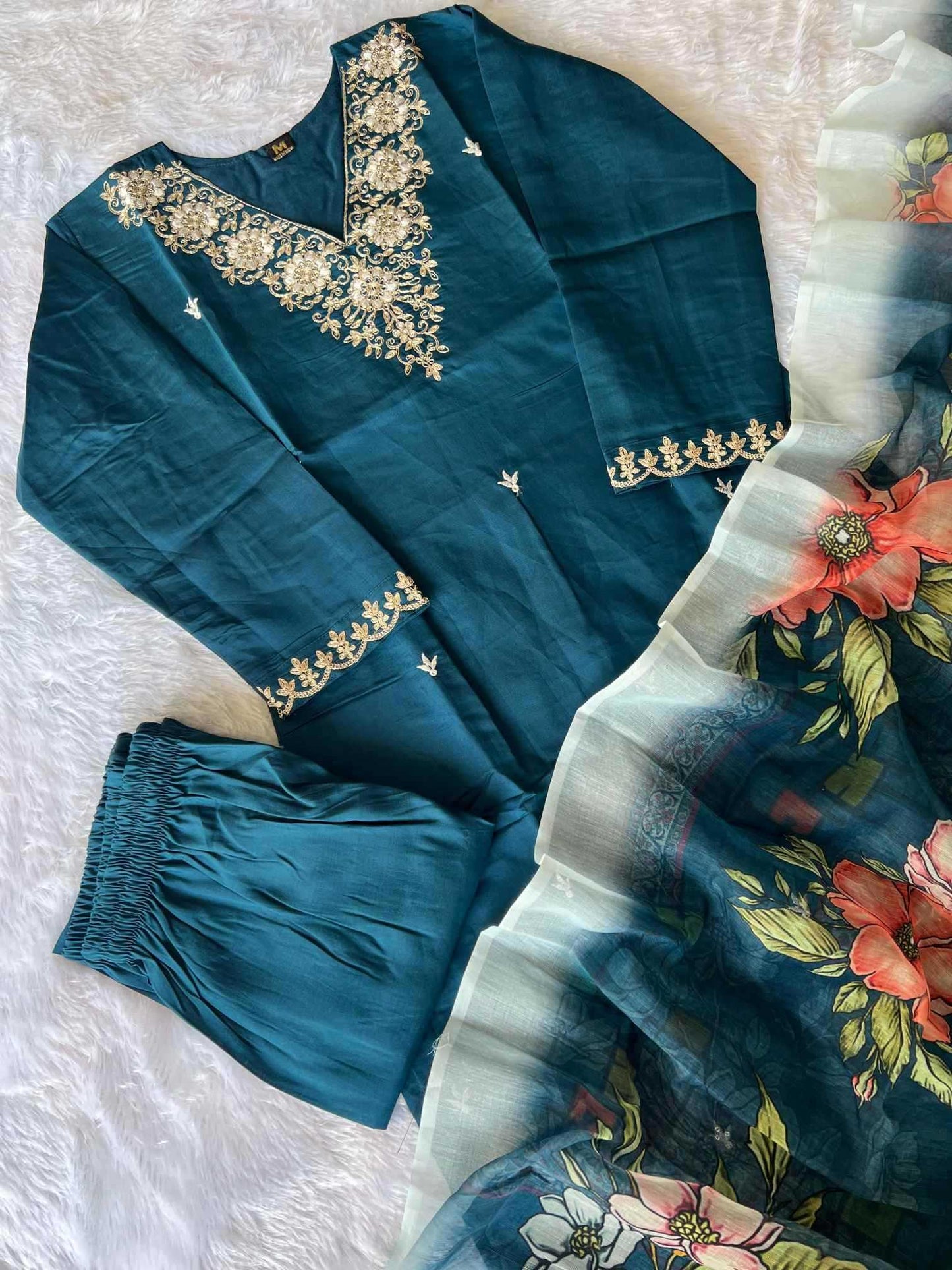 Heavy Roman Silk Designer Kurti