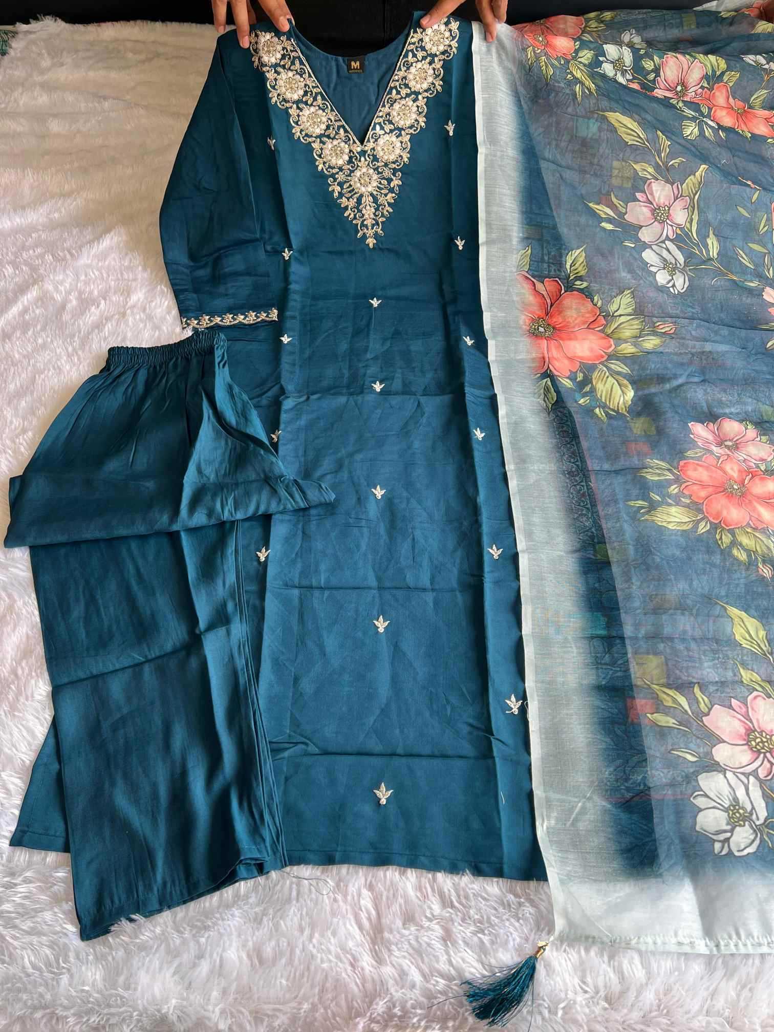 Heavy Roman Silk Designer Kurti